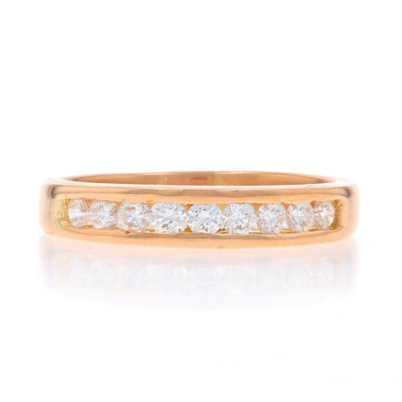 Rose Gold Diamond Men's Wedding Band - 18k Round .51ctw Channel Set Ring